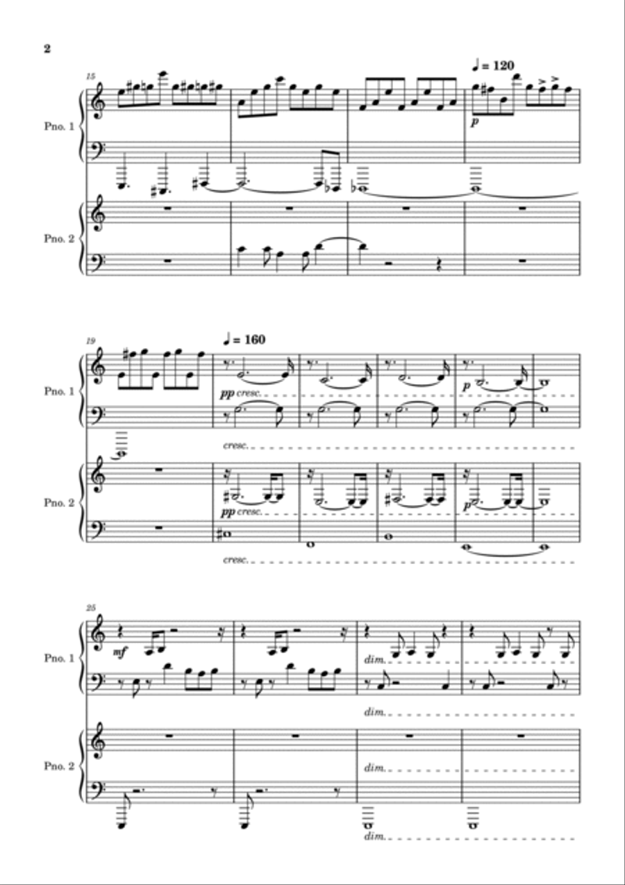 Bridge of Reflections - Movement 3 Allegro 2 Pianos, 4-Hands scores gallery preview page 2