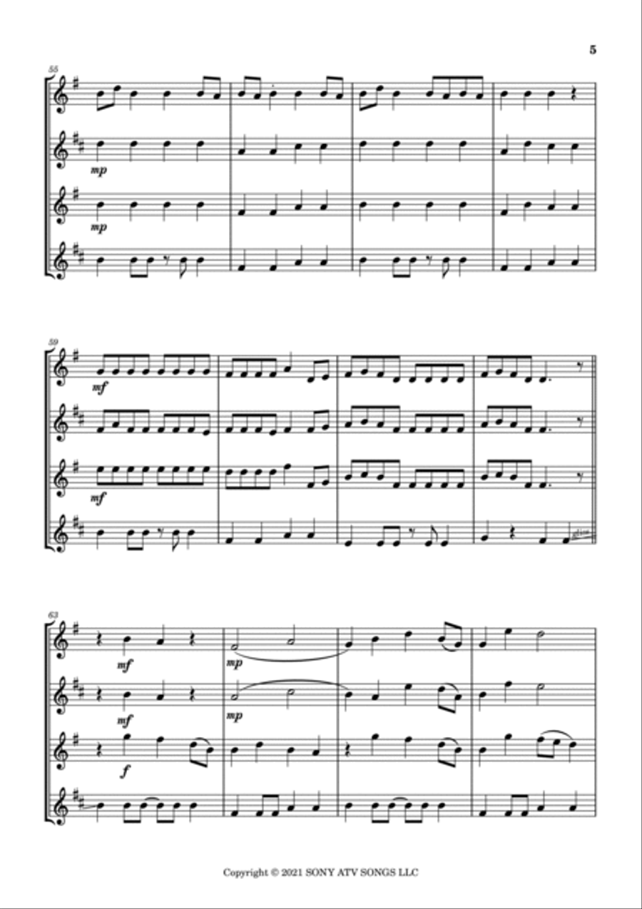 Thats What I Want - Score Only Woodwind Quartet scores gallery preview page 5