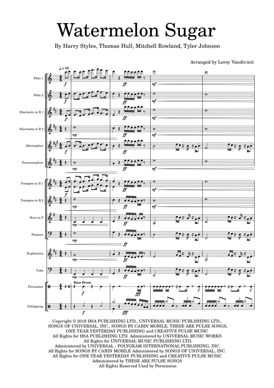 Watermelon Sugar Watermelon Sugar Concert Band scores gallery preview page 1