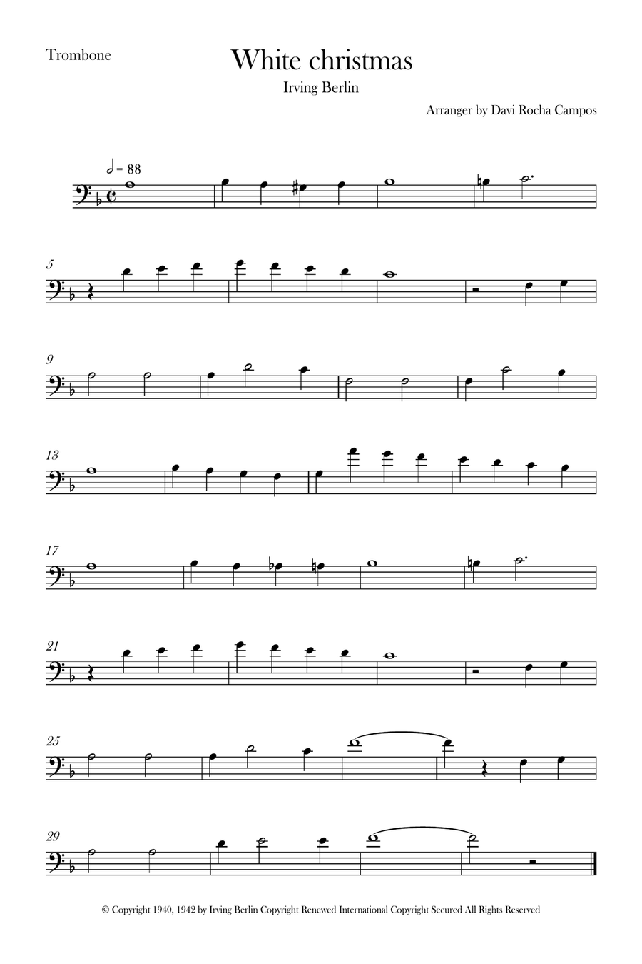 White Christmas Trombone Solo scores gallery preview page 1