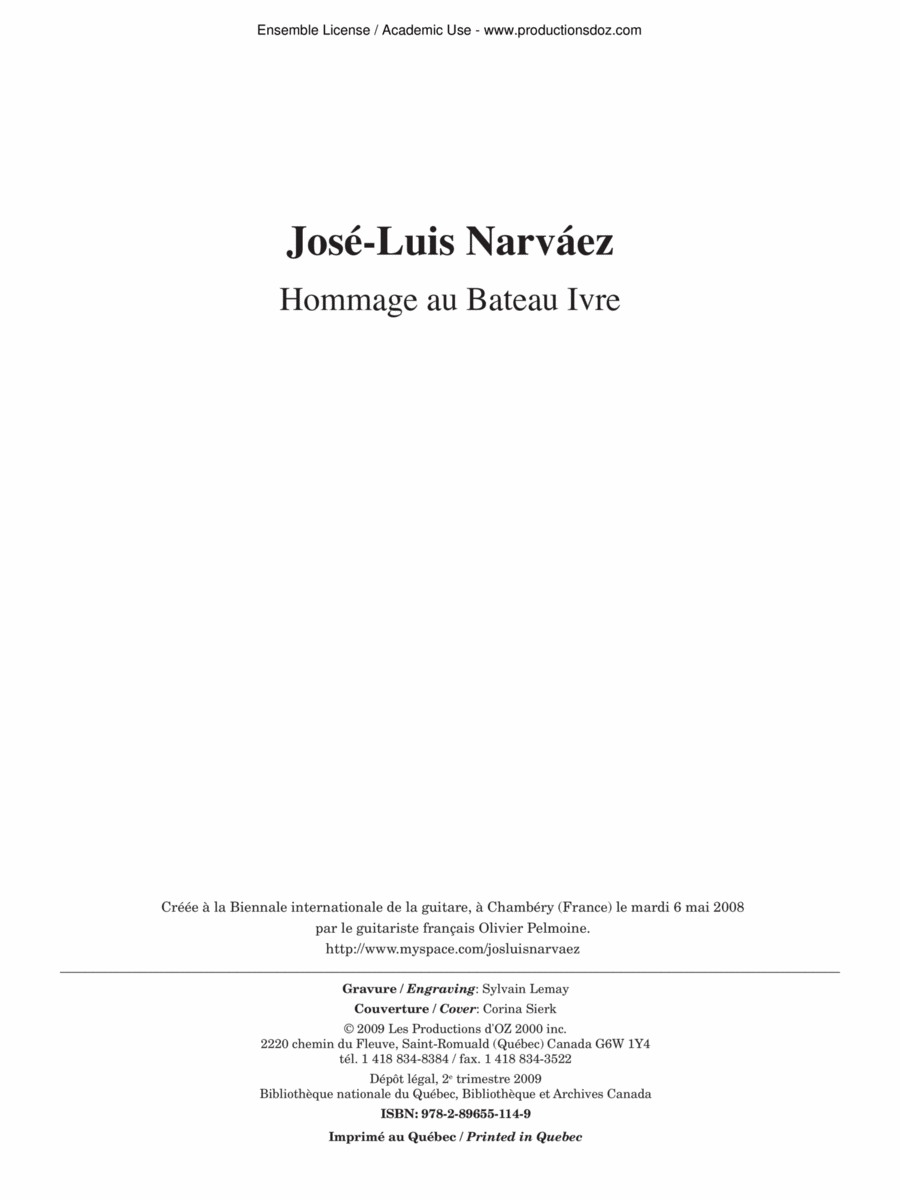 Hommage au Bateau Ivre Classical Guitar scores gallery preview page 1