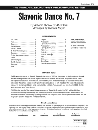 Book cover for Slavonic Dance No. 7: Score