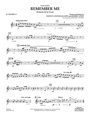 Remember Me (from Coco) (arr. Johnnie Vinson) - Bb Trumpet 1