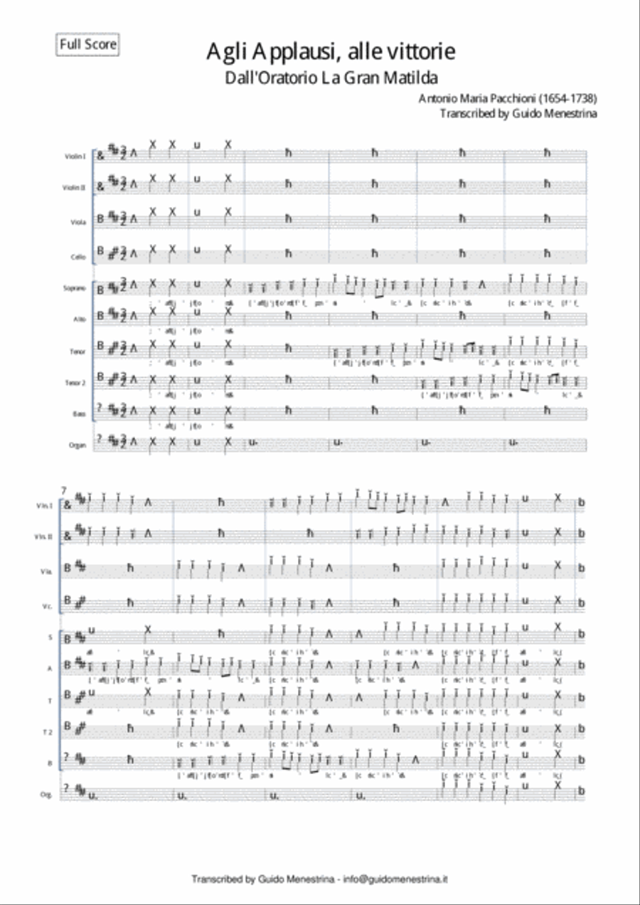Antonio Maria Pacchioni - Agli Applausi, alle vittorie Large Ensemble scores gallery preview page 2