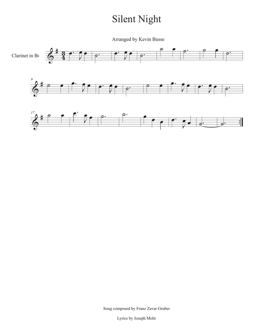 Silent Night Clarinet