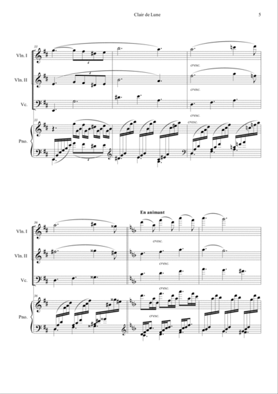Clair de Lune in D Piano Quartet scores gallery preview page 5