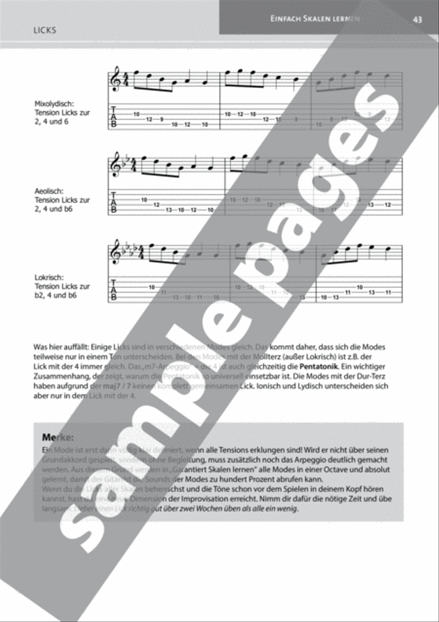 Garantiert Skalen Lernen für Gitarre [Guaranteed Learn Scales for Guitar] Guitar scores gallery preview page 8