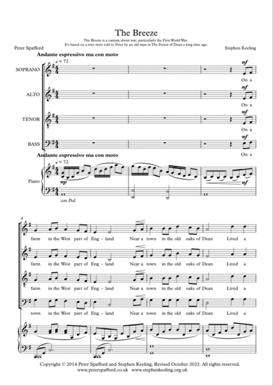 The Breeze - A First World War Cantata 4-Part scores gallery preview page 2