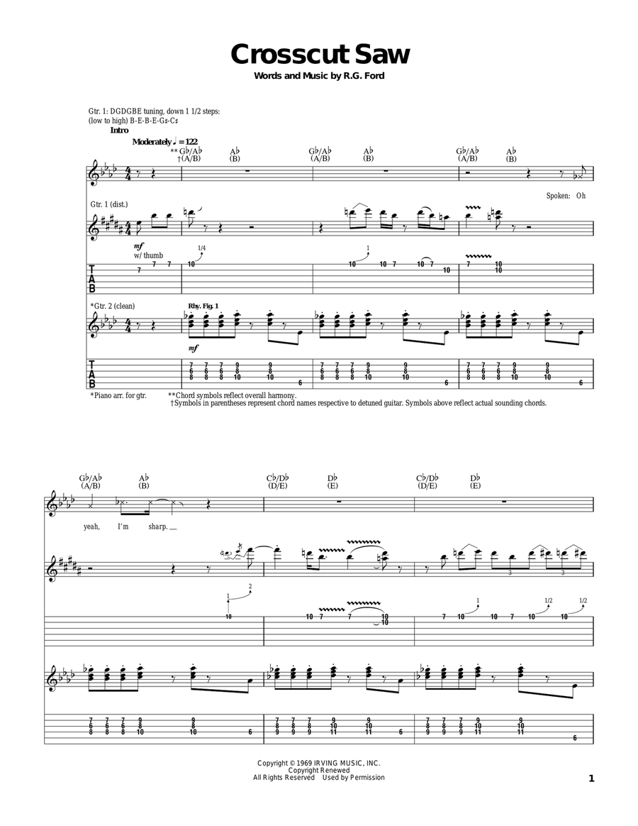 Crosscut Saw Acoustic Guitar scores gallery preview page 1