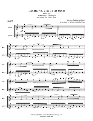 Bach, J.S. - Siciliano for Two Violins