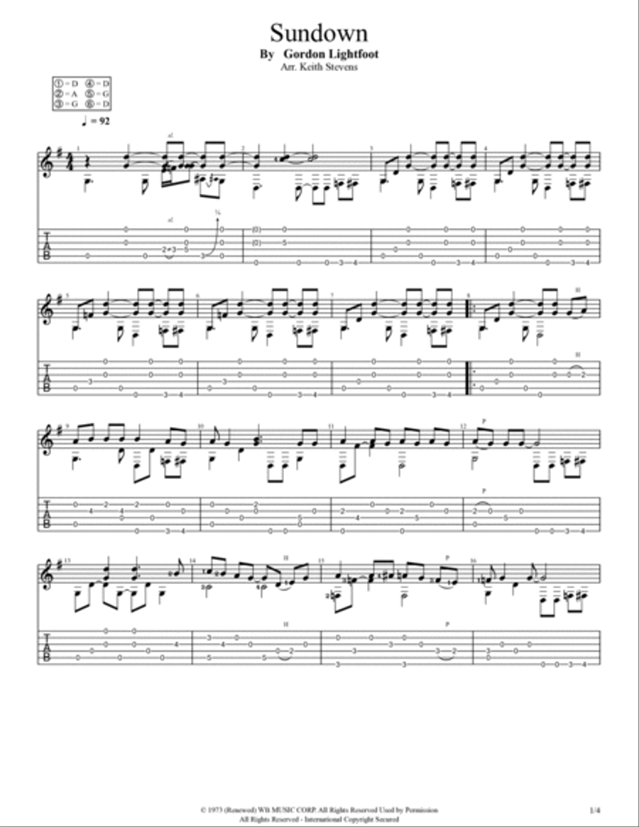 Sundown Electric Guitar scores gallery preview page 2