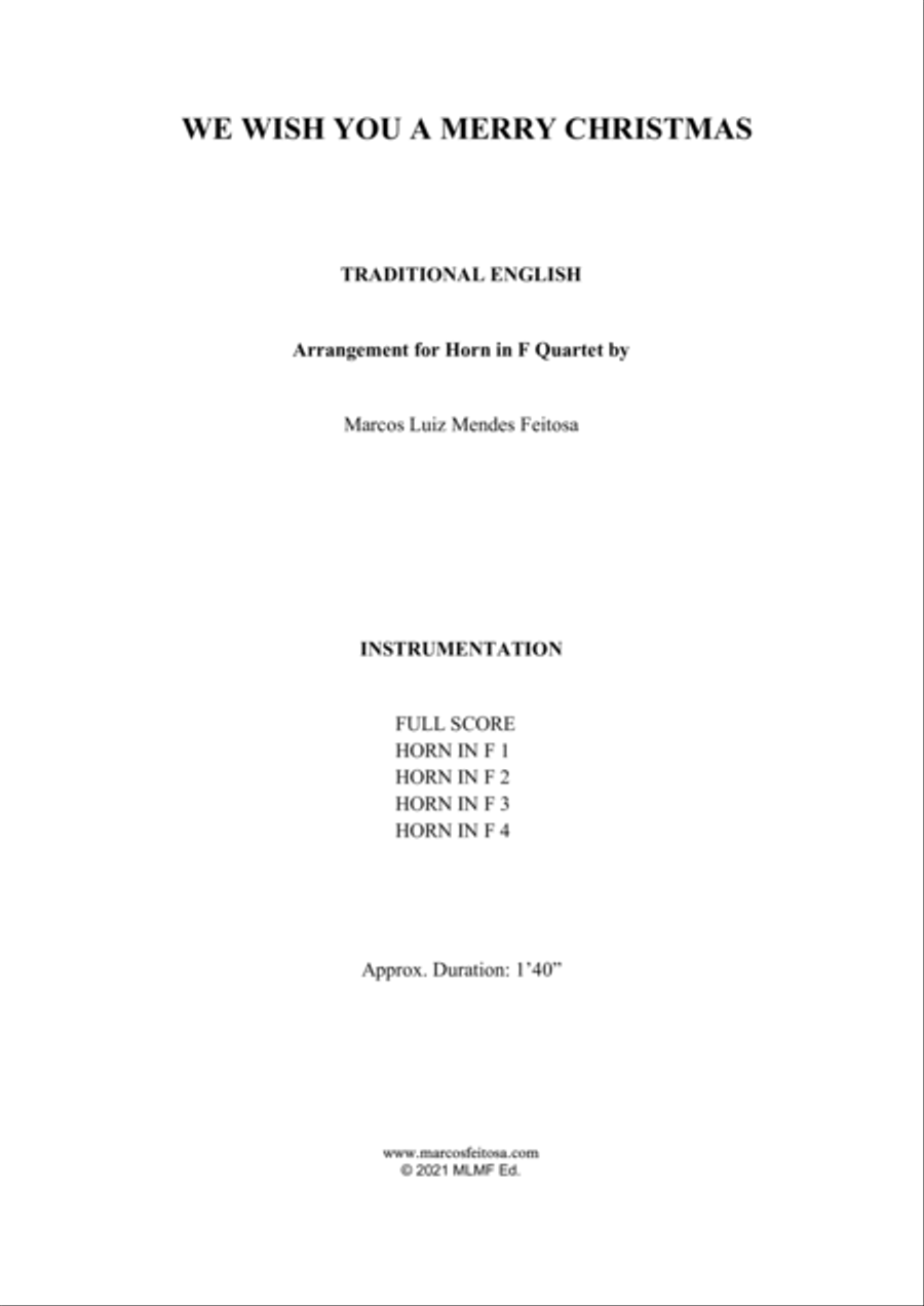 We Wish You A Merry Christmas - Horn in F Quartet We Wish You A Merry Christmas - Horn in F Quartet French Horn Quartet scores gallery preview page 2