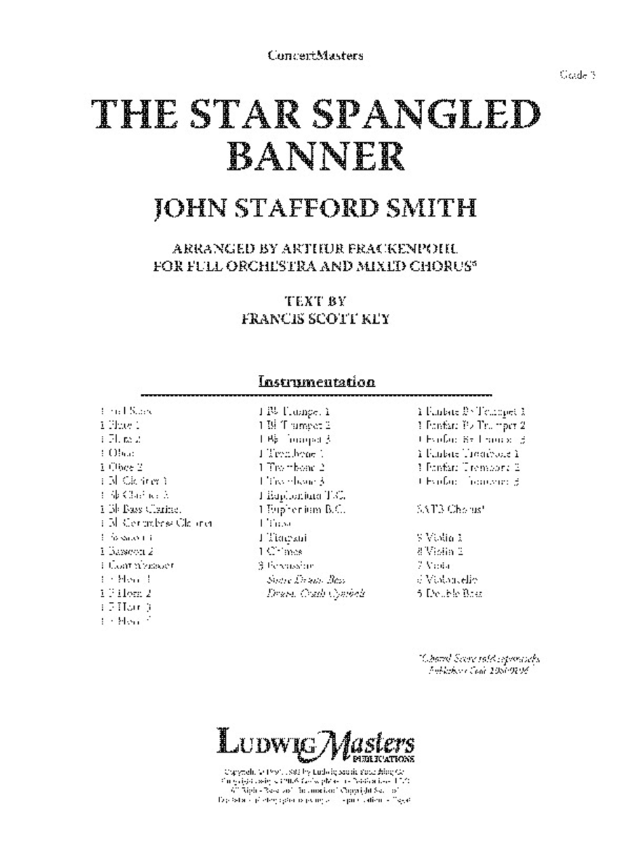 Star Spangled Banner, The (Full Orchestra with Chorus) Choir scores gallery preview page 1