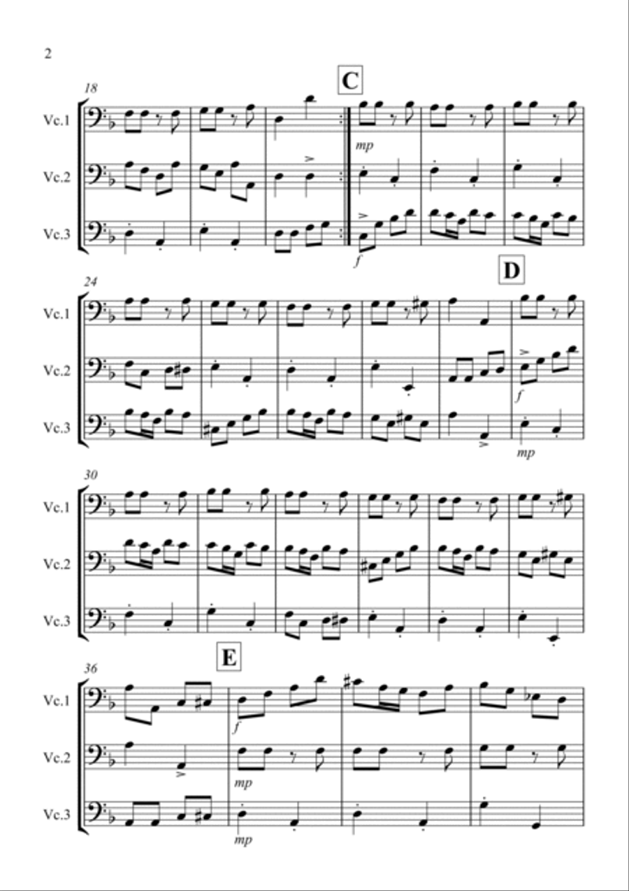 3 Halloween Pieces for Cello Trio 3 Halloween Pieces for Cello Trio Cello Solo scores gallery preview page 2