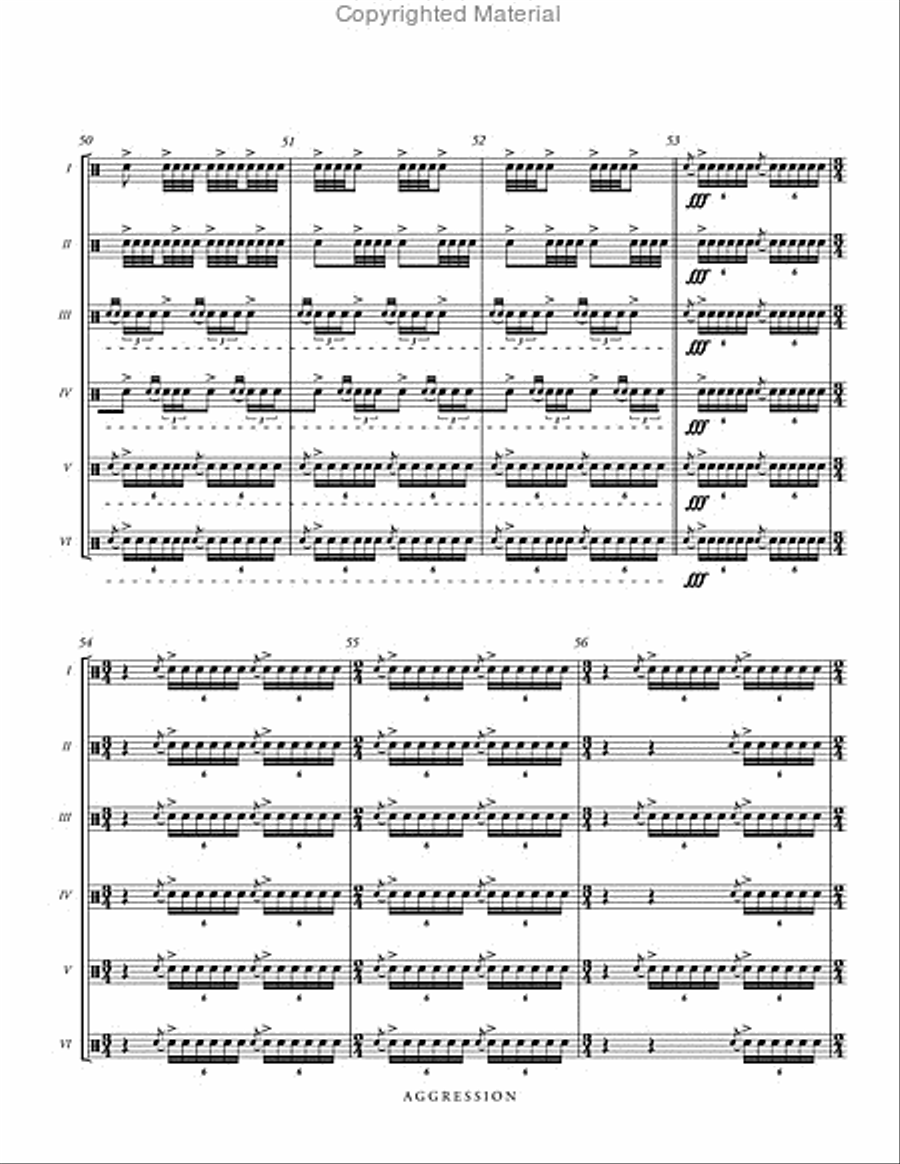 Aggression for Six Snare Drums Percussion Ensemble scores gallery preview page 10