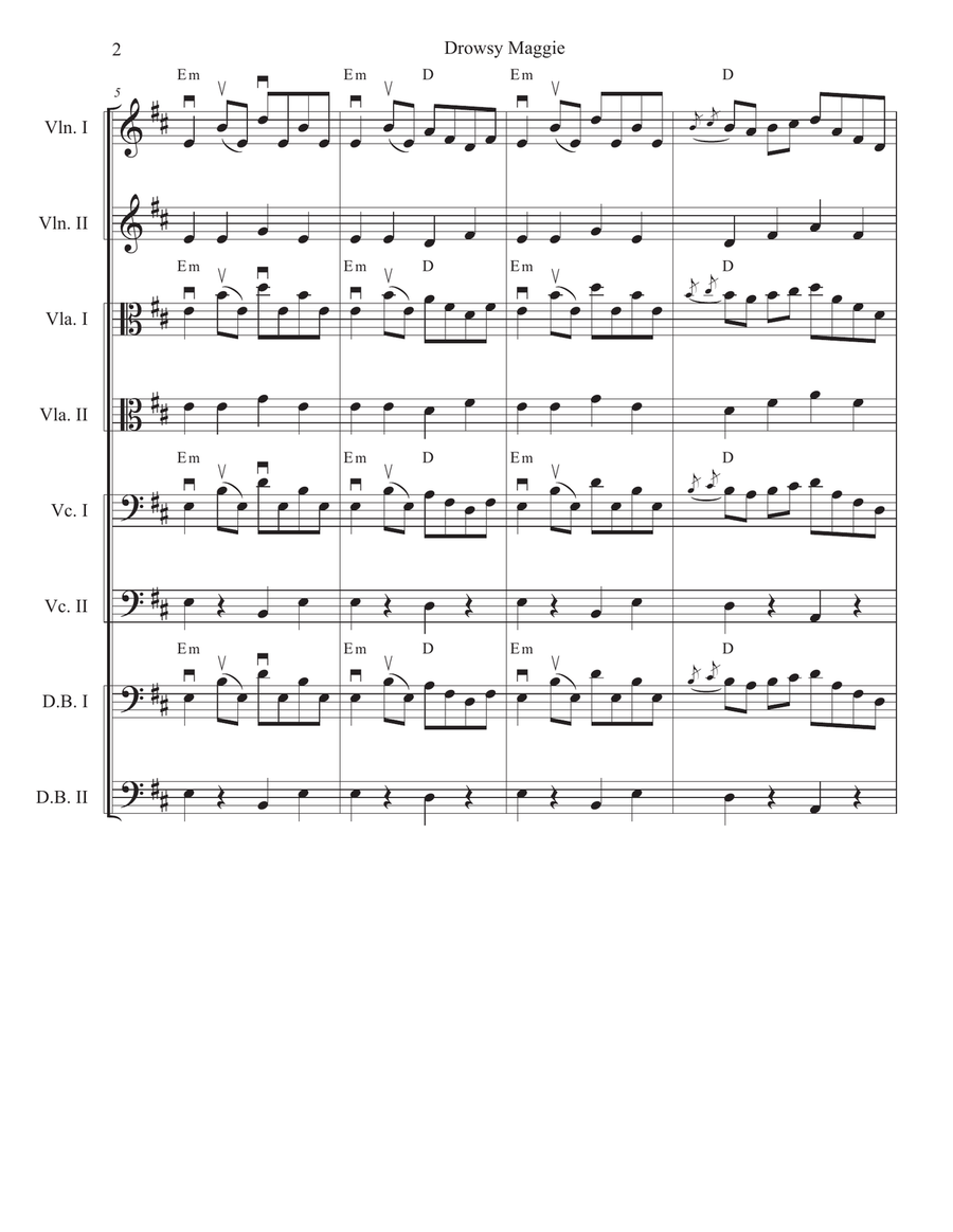 Drowsy Maggie for strings String Quartet scores gallery preview page 2