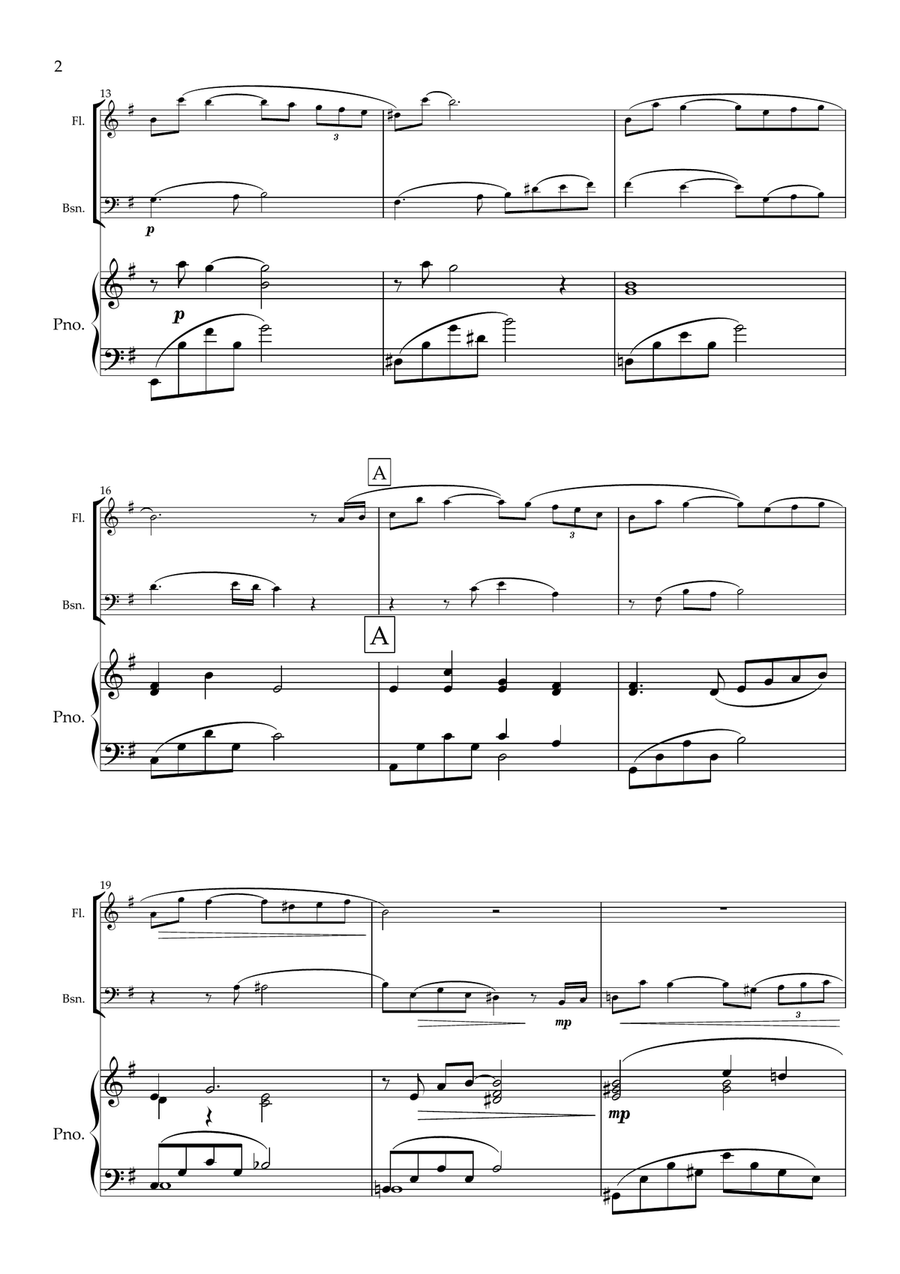 Violette. (A Love Theme). Original for Flute, Bassoon and Piano. Bassoon scores gallery preview page 3
