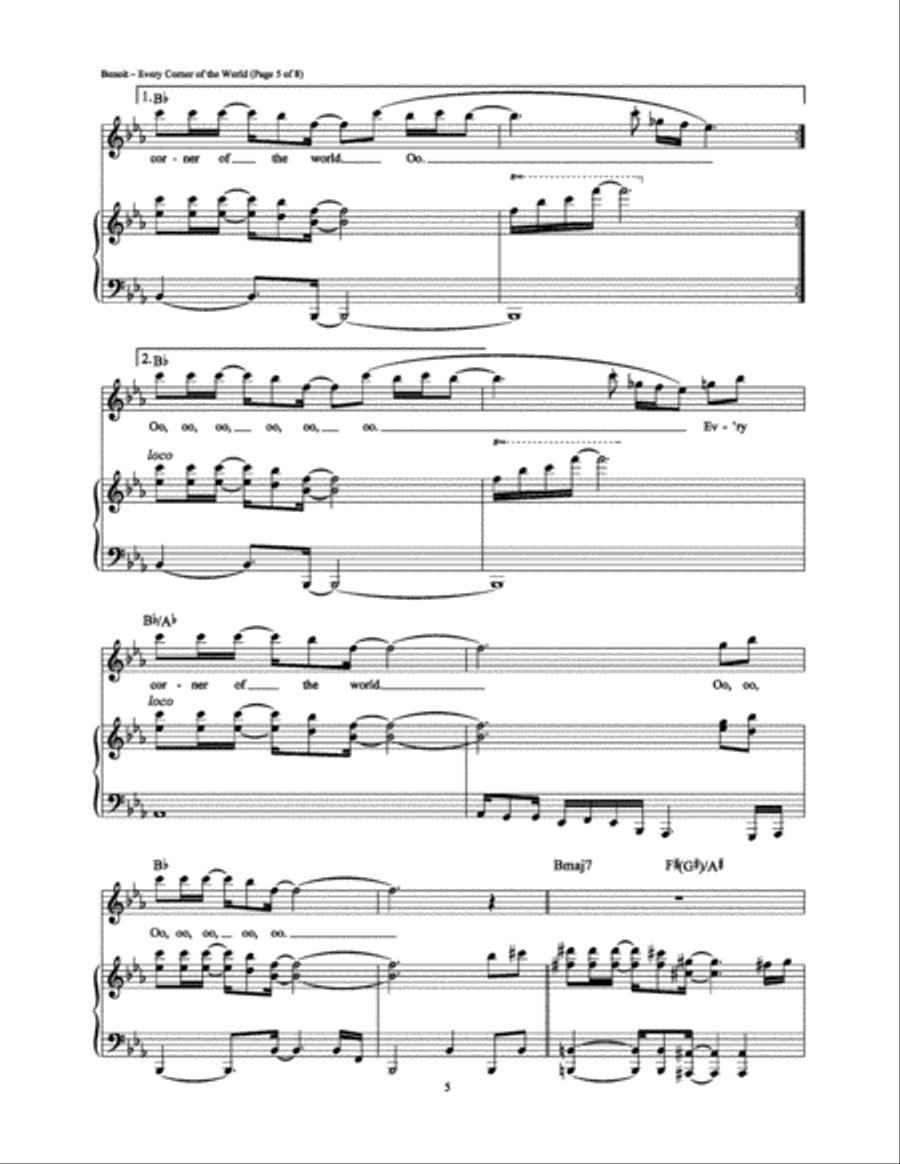 Every Corner of the World Piano Solo scores gallery preview page 5
