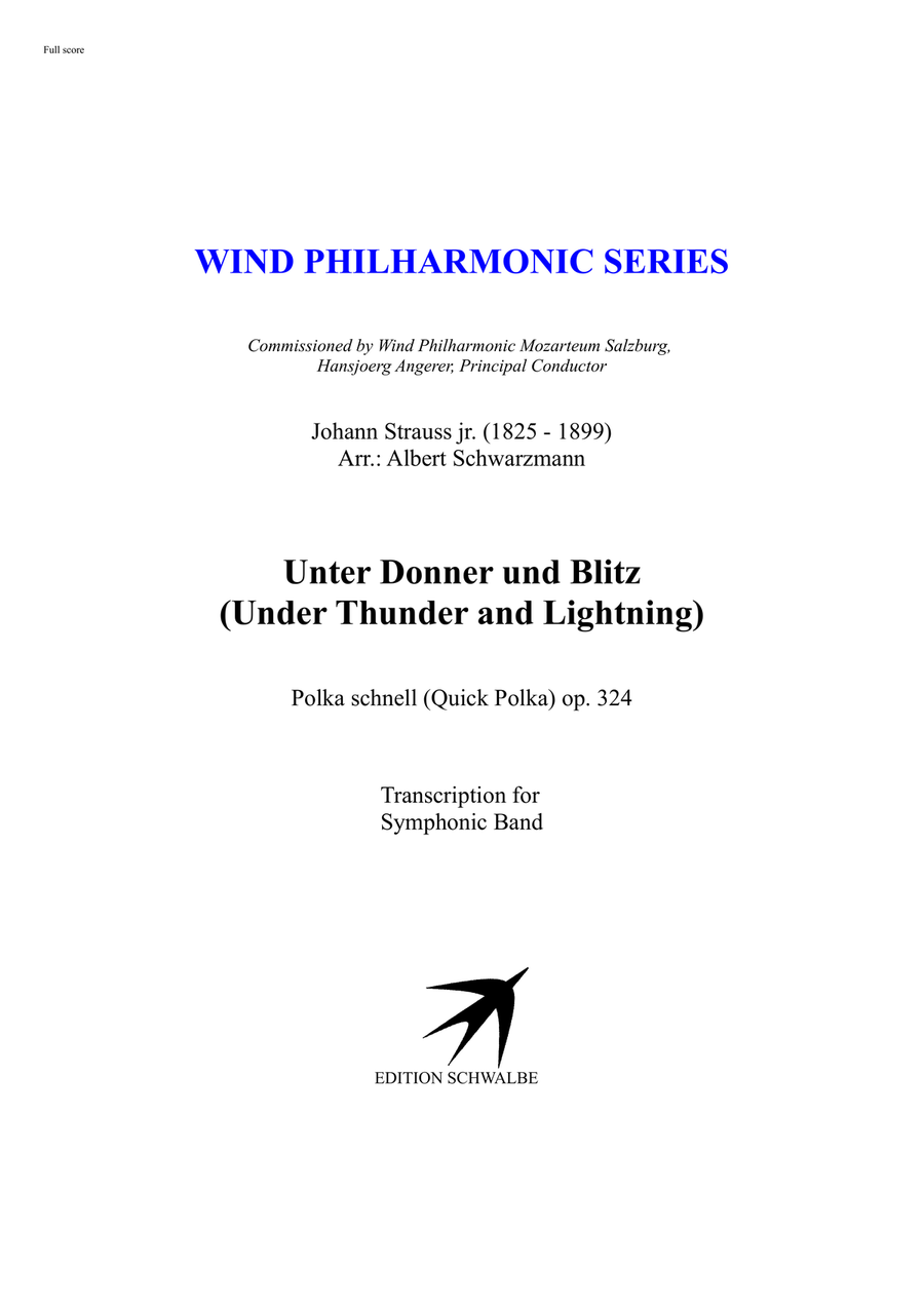 Unter Donner und Blitz (Under Thunder and Lightning), Polka schnell (Quick Polka) op. 324 Concert Band scores gallery preview page 1
