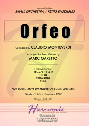 ORFEO Overture (Toccata + Adagio) Claudio MONTEVERDI - "2016 Chamber Music Contest Entry"
