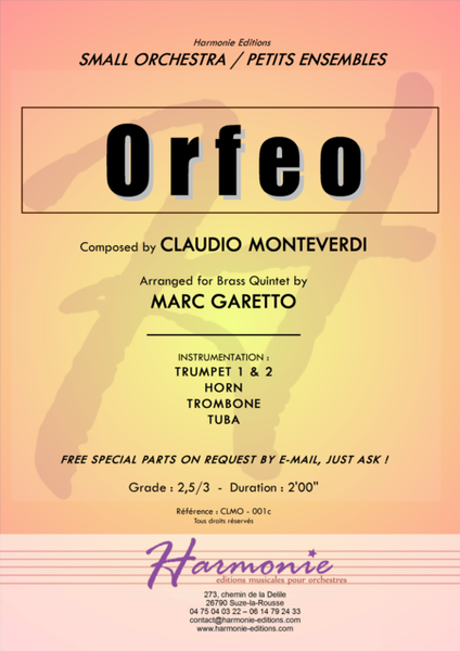 ORFEO Overture (Toccata + Adagio) Claudio MONTEVERDI - "2016 Chamber Music Contest Entry" image number null