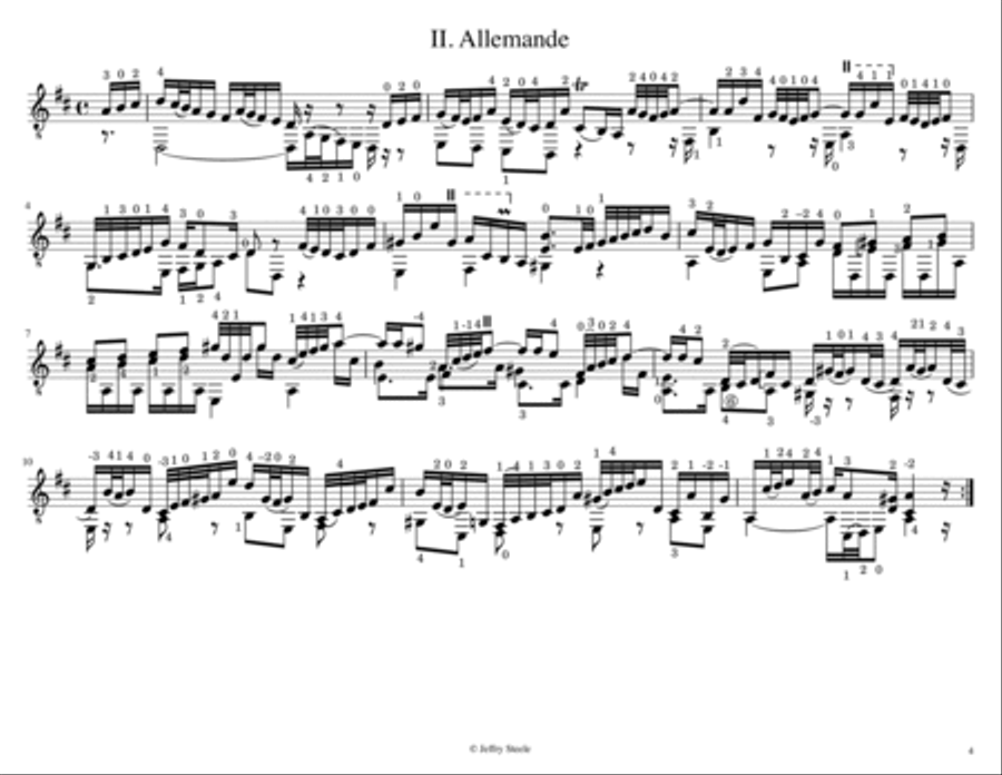 Cello Suite No. 3, BWV 1009, arranged for 8-string guitar Classical Guitar scores gallery preview page 4