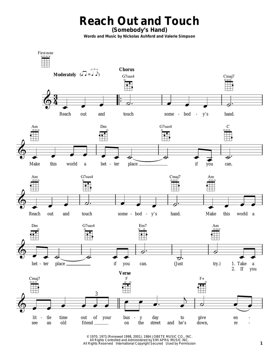Reach Out And Touch (Somebody's Hand) Ukulele scores gallery preview page 1