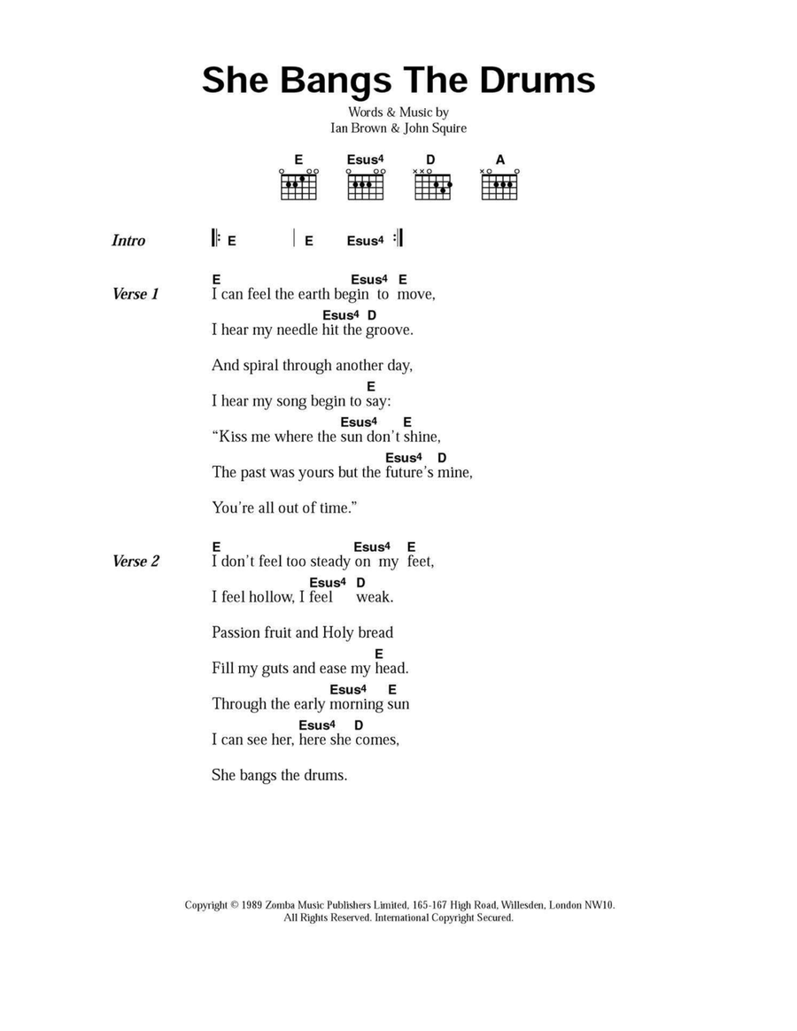 She Bangs The Drums Easy Guitar scores gallery preview page 1