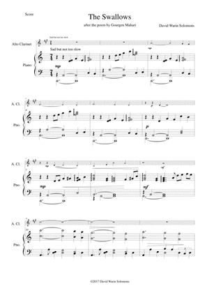 The Swallows for alto clarinet and piano