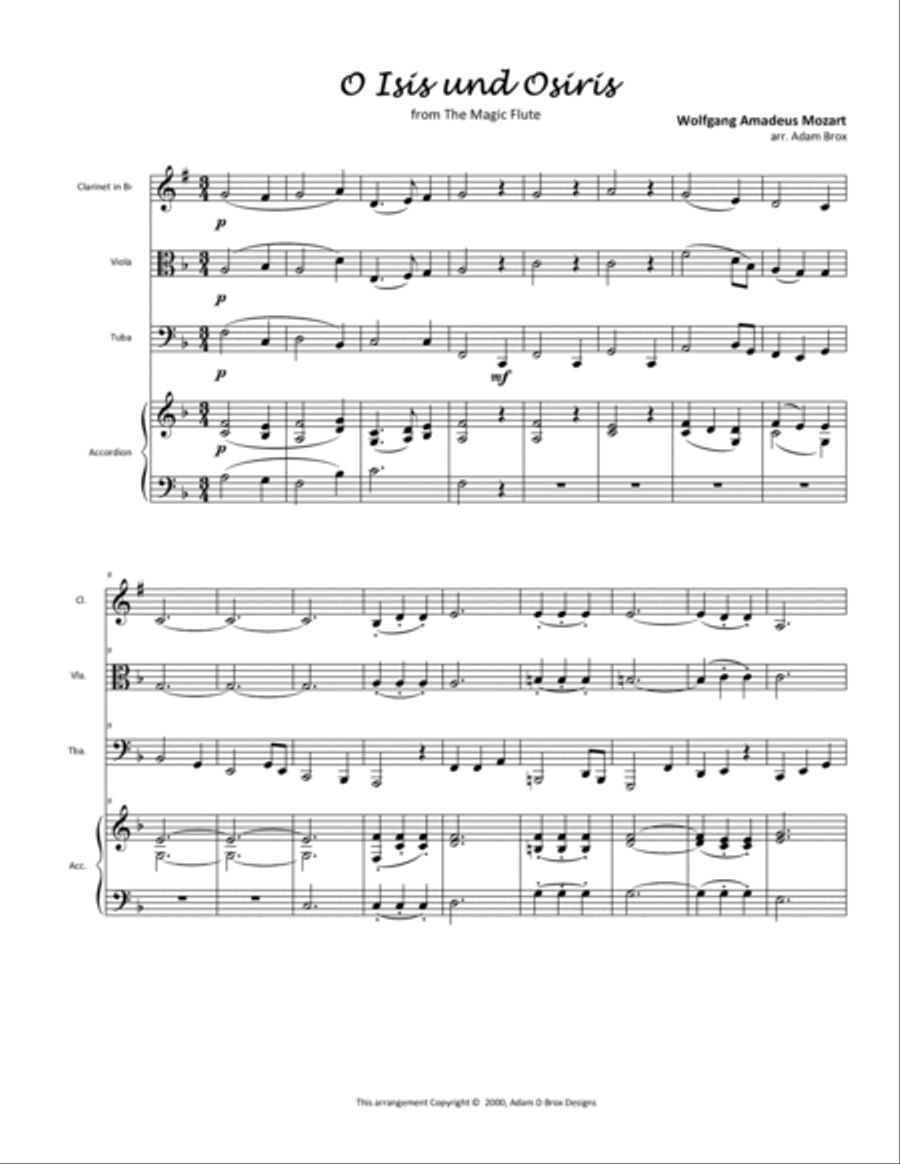 O Isis und Osiris from The Magic Flute Small Ensemble scores gallery preview page 3