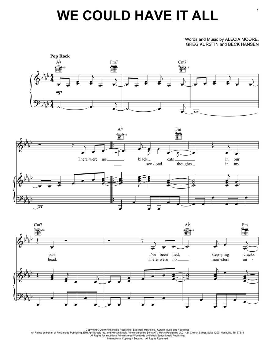 We Could Have It All Piano, Vocal, Guitar scores gallery preview page 1