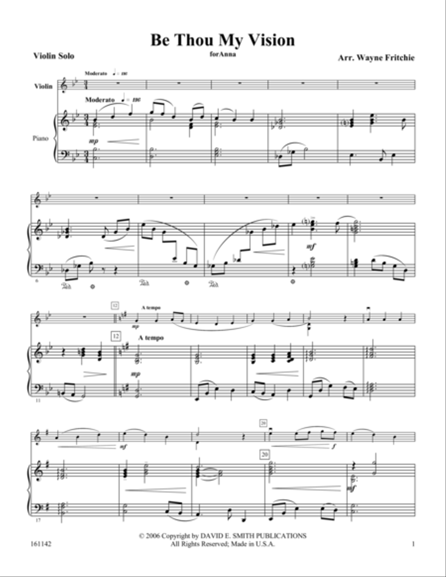 Be Thou My Vision Violin Solo scores gallery preview page 1