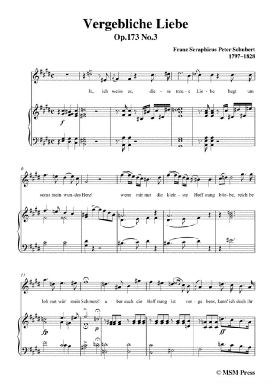 Schubert-Vergebliche Liebe,Op.173 No.3,in c sharp minor,for Voice&Piano Voice scores gallery preview page 3
