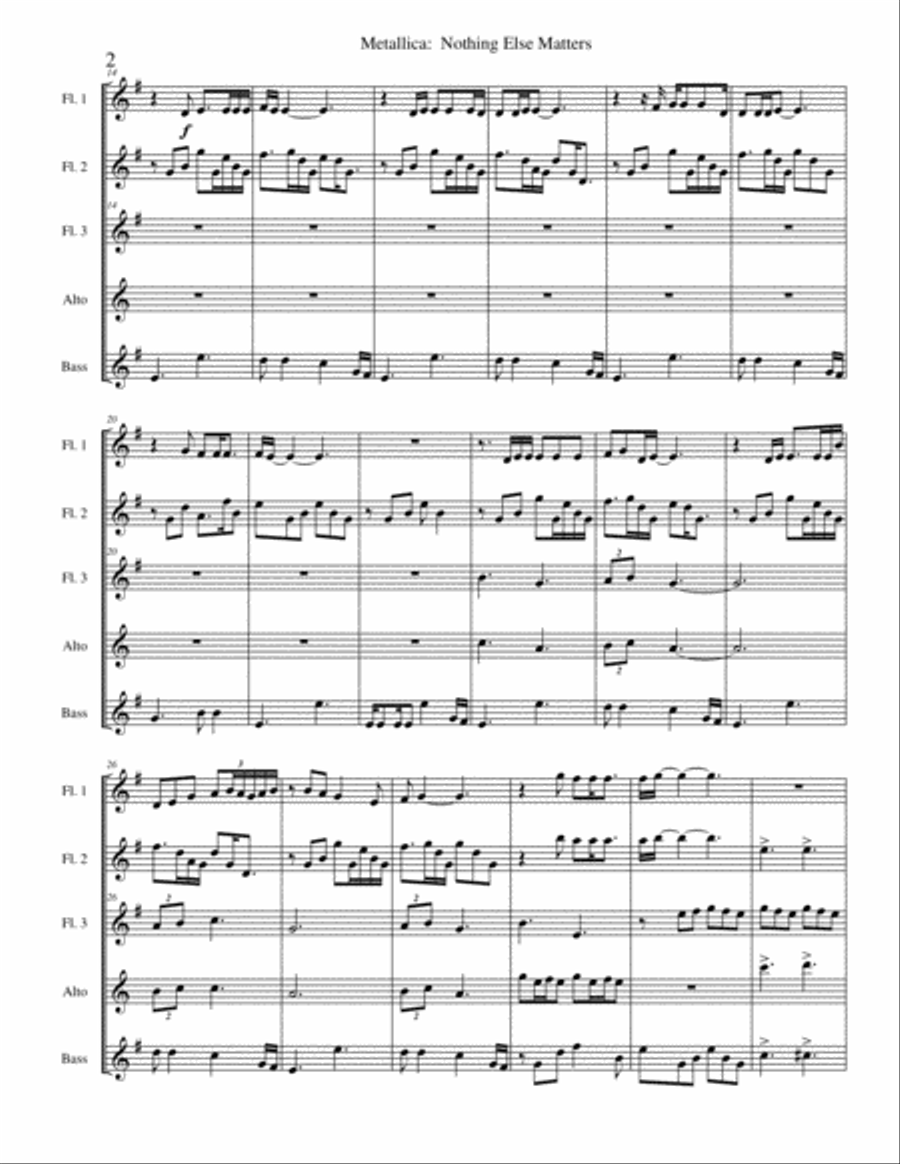 Nothing Else Matters Woodwind Ensemble scores gallery preview page 2