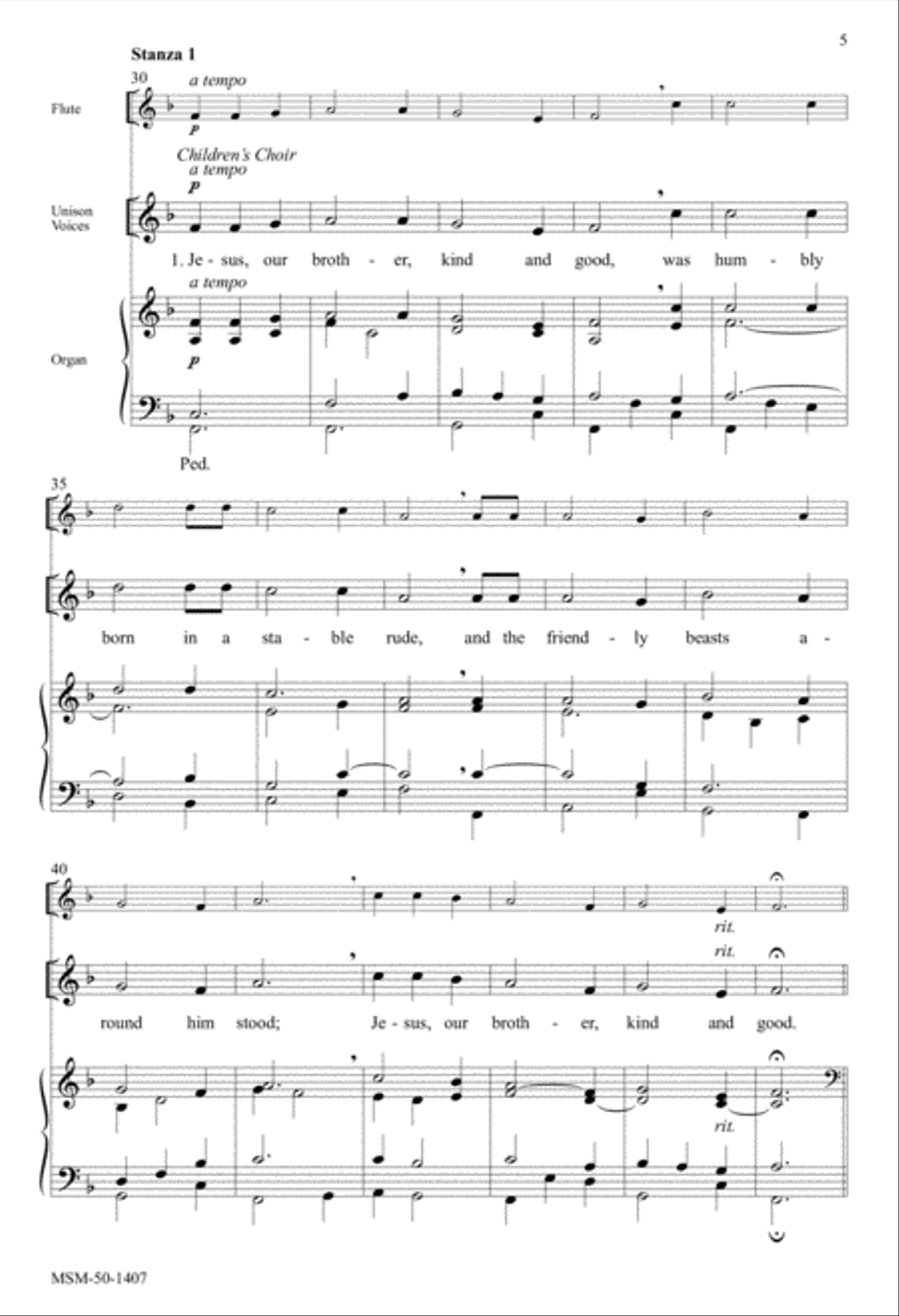 The Friendly Beasts Unison Choir scores gallery preview page 4