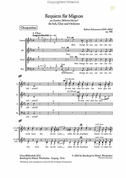Requiem for Mignon Op. 98B