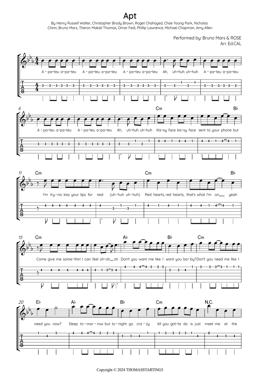 Apt. Apt. Acoustic Guitar scores gallery preview page 1