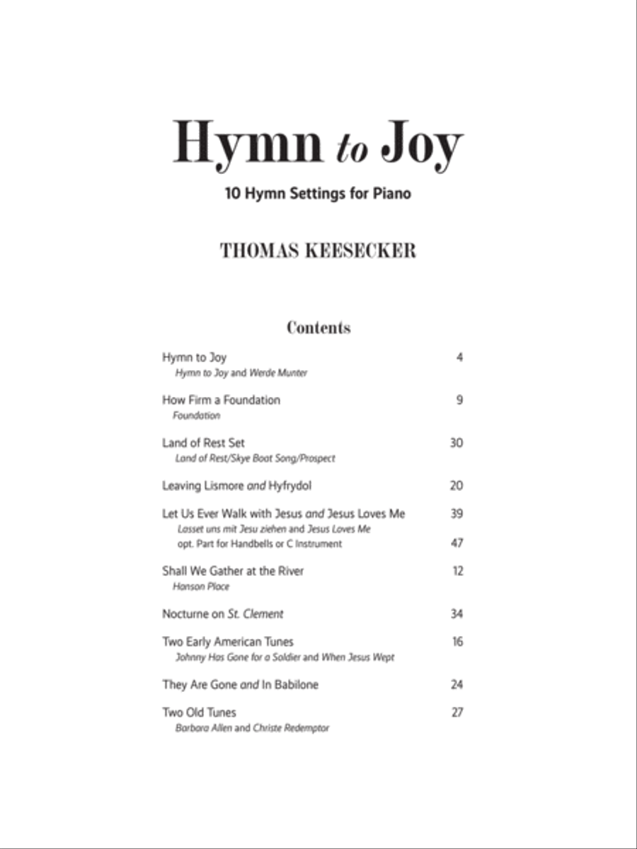 Hymn to Joy: 10 Hymn Settings for Piano