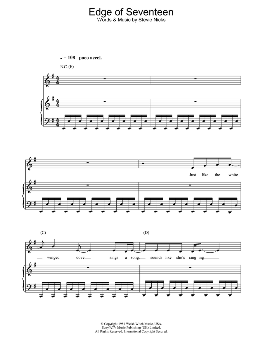 Edge Of Seventeen Edge Of Seventeen Piano, Vocal, Guitar scores gallery preview page 1