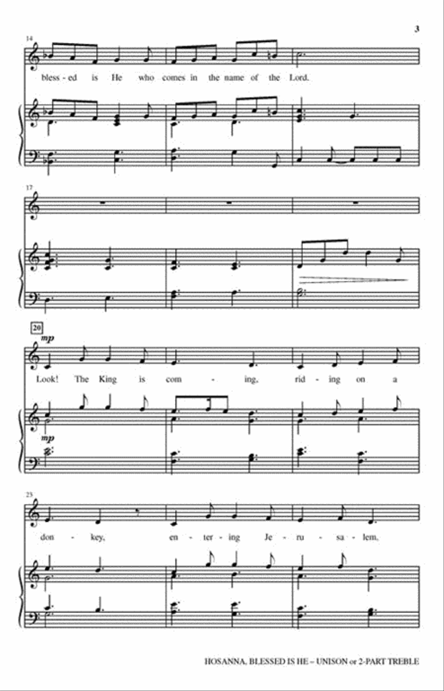 Hosanna, Blessed Is He Hosanna, Blessed Is He Unison Choir scores gallery preview page 3