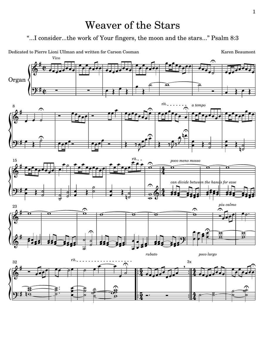 Weaver of the Stars (inspired by Psalm 8:3) (manuals only) Organ Solo scores gallery preview page 2