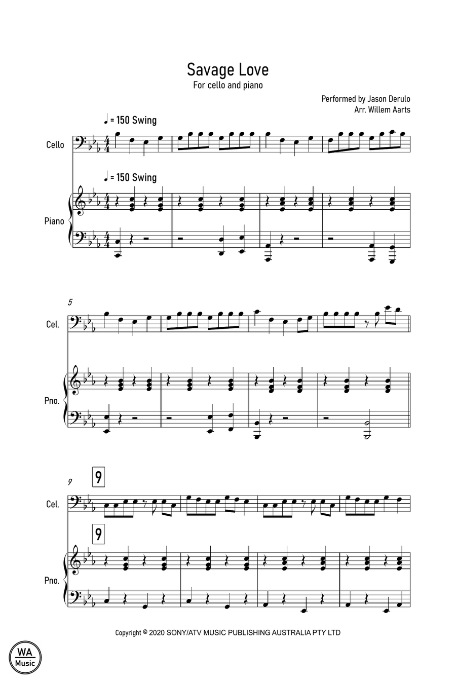 Savage Love Piano scores gallery preview page 1