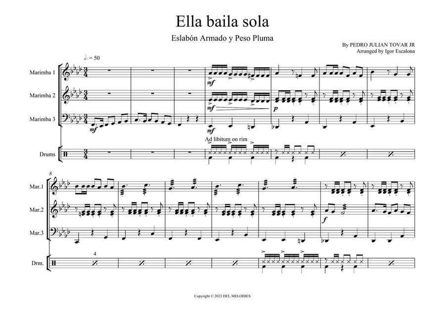 Ella Baila Sola Percussion Ensemble scores gallery preview page 3