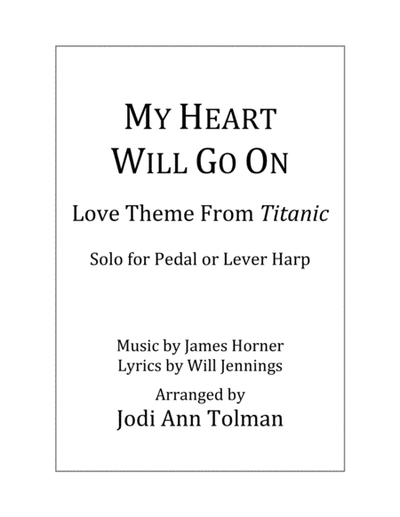 My Heart Will Go On (Love Theme from Titanic) by James Horner Harp - Digital Sheet Music