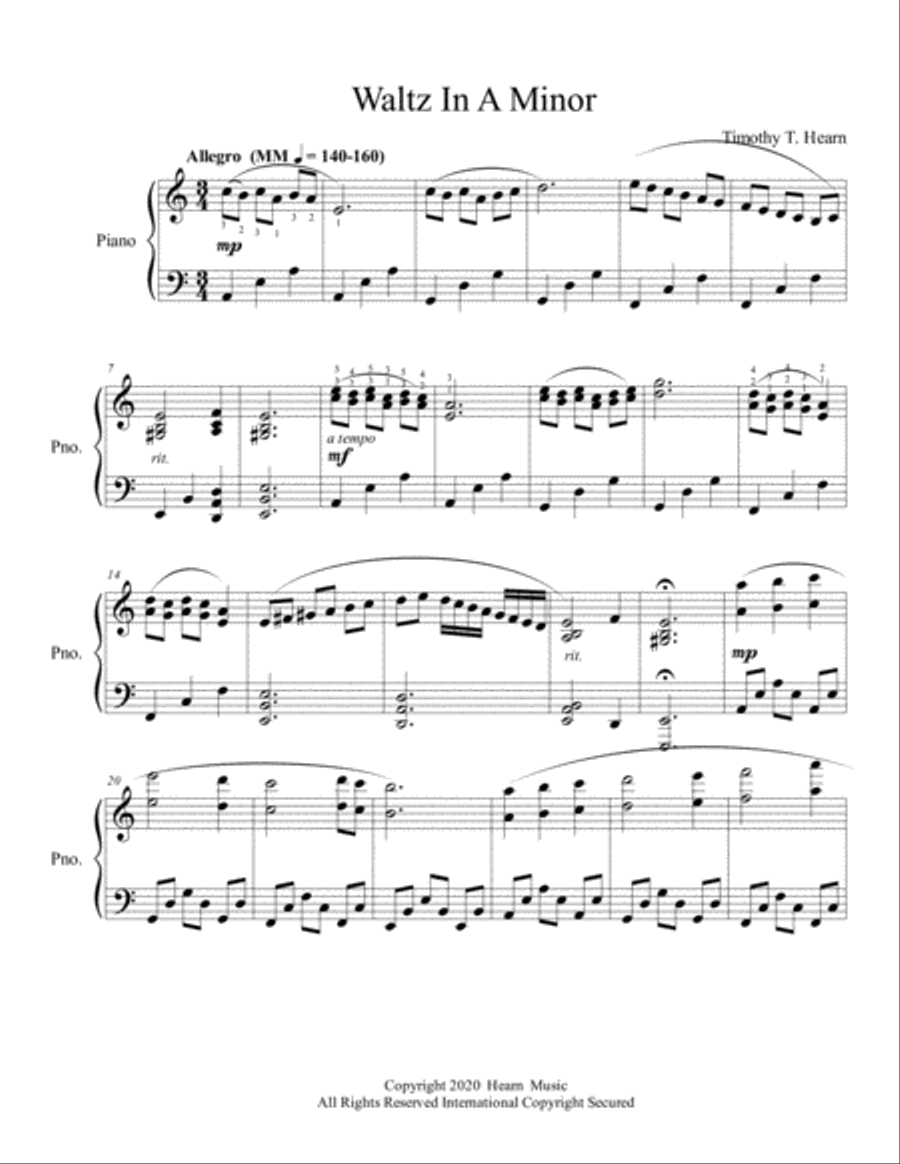 Waltz In A Minor Piano Solo scores gallery preview page 1