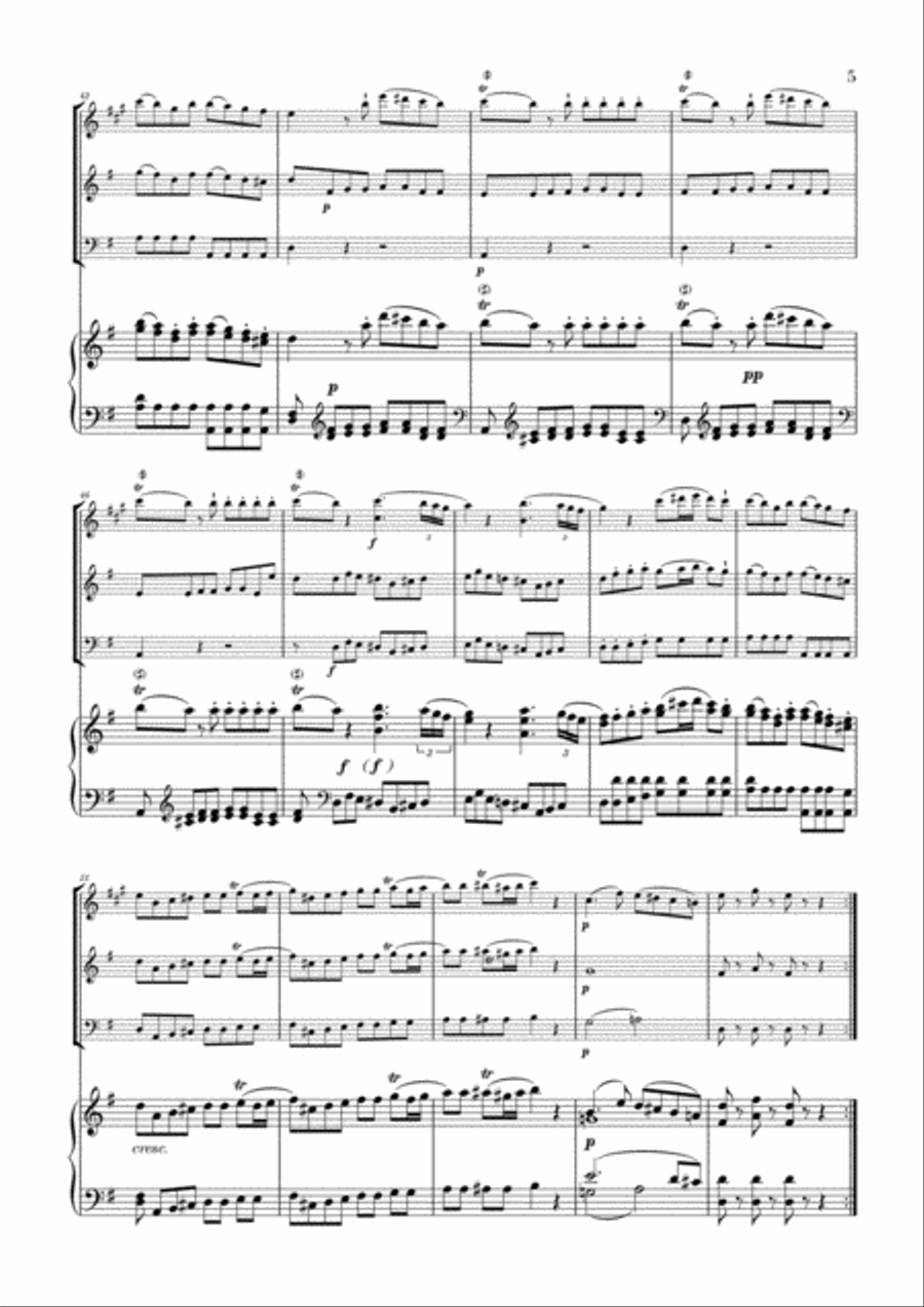 Eine Kleine Nachtmusik for Clarinet, Violin, Cello and Piano Acoustic Guitar scores gallery preview page 5