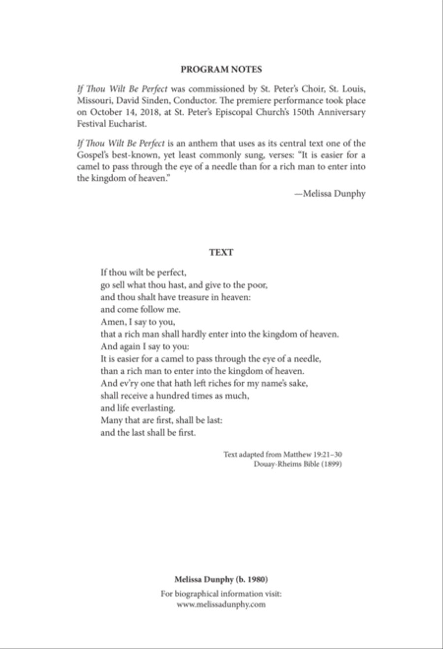 If Thou Wilt Be Perfect 4-Part scores gallery preview page 1