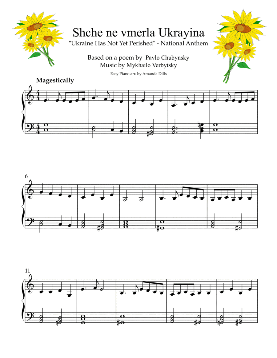 Ukranian National Anthem - "Shche ne vmerla Ukrayina" (Easy Piano) image number null