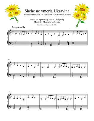 Ukranian National Anthem - "Shche ne vmerla Ukrayina" (Easy Piano)