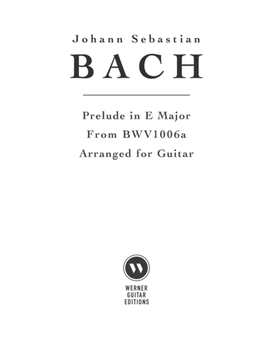 Prelude in E Major from BWV 1006a by Bach for Guitar